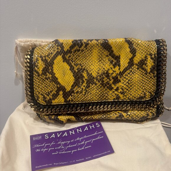 Stella McCartney Faux Snakeskin Chain Clutch - Yellow - Picture 1 of 16